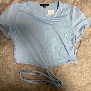 Baby blue tie crop top